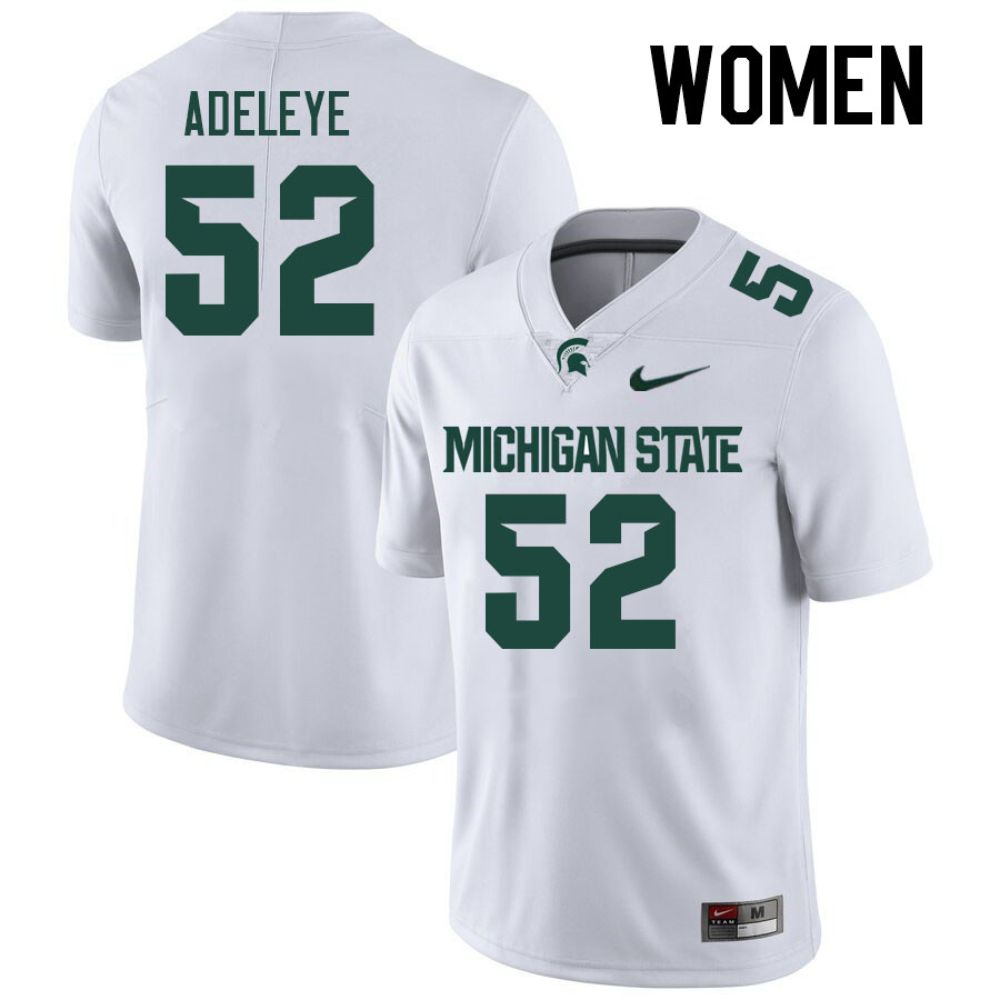 Women #52 Tunmise Adeleye Michigan State Spartans College Football Jerseys Stitched-White